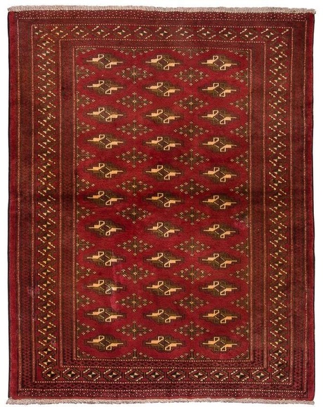 morgenland Wollteppich »Turkaman Teppich handgeknüpft rot«, rechteckig, 7 mm Höhe