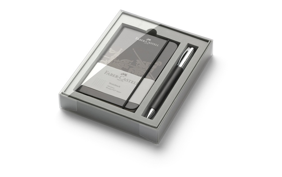 Faber-Castell Kugelschreiber AMBITION Edelharz, Geschenkset schwarz
