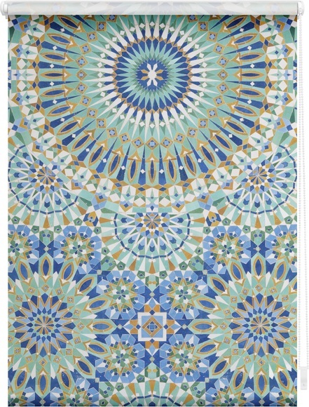 LICHTBLICK Seitenzugrollo »Rollo Klemmfix, ohne Bohren, blickdicht, Orientalische Muster - Blau Grün«, blickdicht, Sichtschutz-Blendschutz, freihängend