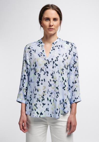ETERNA DREIVIERTELARM BLUSE MODERN CLASSIC VISKOSE BLAU BEDRUCKT