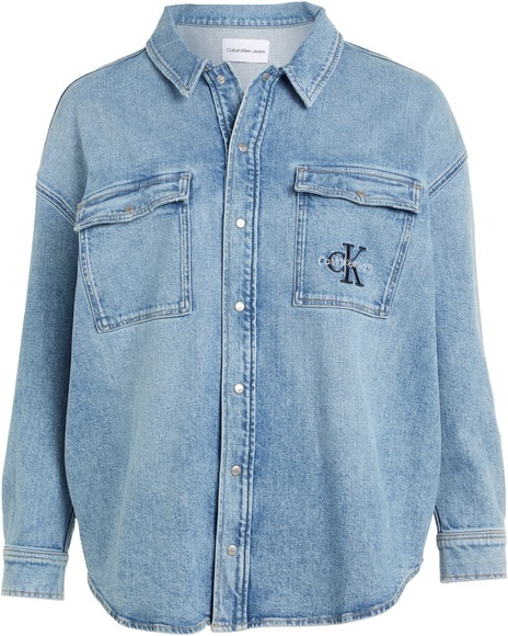 Calvin Klein Jeans Plus Jeansbluse, (1 tlg.), Druckknöpfe mit geprägten Logo-Initialen