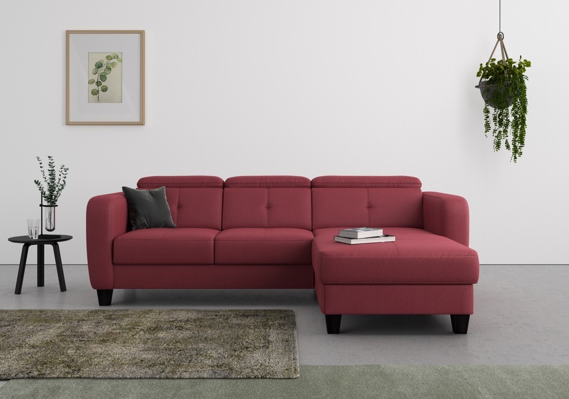 sit&more Ecksofa »Bellucci«, inklusive Kopfteilverstellung und Federkern, wahlweise mit Bettfunktion und Bettkasten