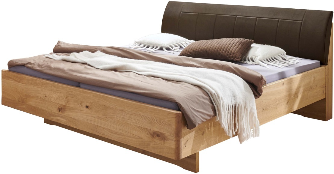 WIEMANN Holzbett »Cardiff, Bettgestell, Bettrahmen, teilmassiv, mit Polsterkopfteil« Belastbarkeit 110/220 Kg, 4-fache höhenverstellbar, MADE IN GERMANY, Fussteil aus Massivholz, verschiedene Grössen