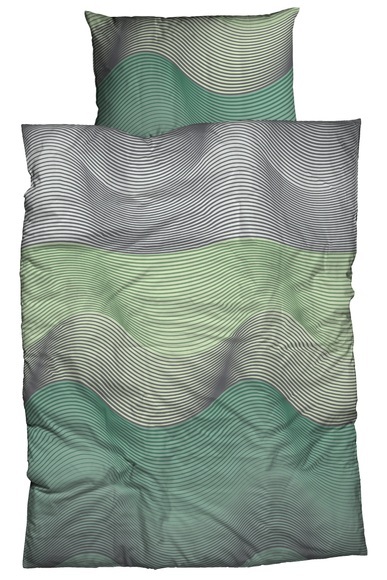 Bettwäsche mit wellenartigem Streifenmuster, grün, 200x210 cm