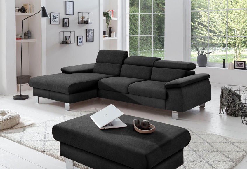 COTTA Ecksofa »Komaris«, mit Kopf- bzw. Rückenverstellung, wahlweise mit Bettfunktion, Bettkasten und RGB-LED-Beleuchtung