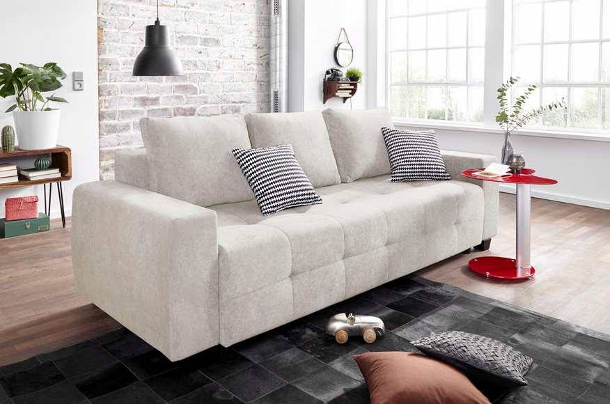 COLLECTION AB Schlafsofa, mit Bettfunktion und Bettkasten, inkl. losen Rücken- und Zierkissen, frei im Raum stellbar
