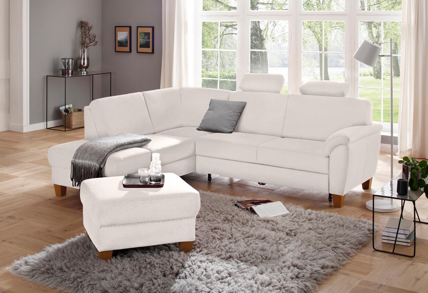 Home affaire Ecksofa »Alta«, mit Federkern und Kontrastnaht, Füsse Buche eichefarben