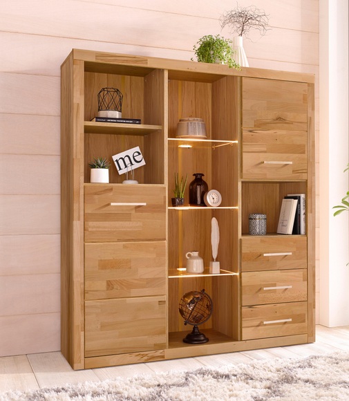 Woltra Highboard »Ribe«, Breite 130 cm mit 2 Holztüren