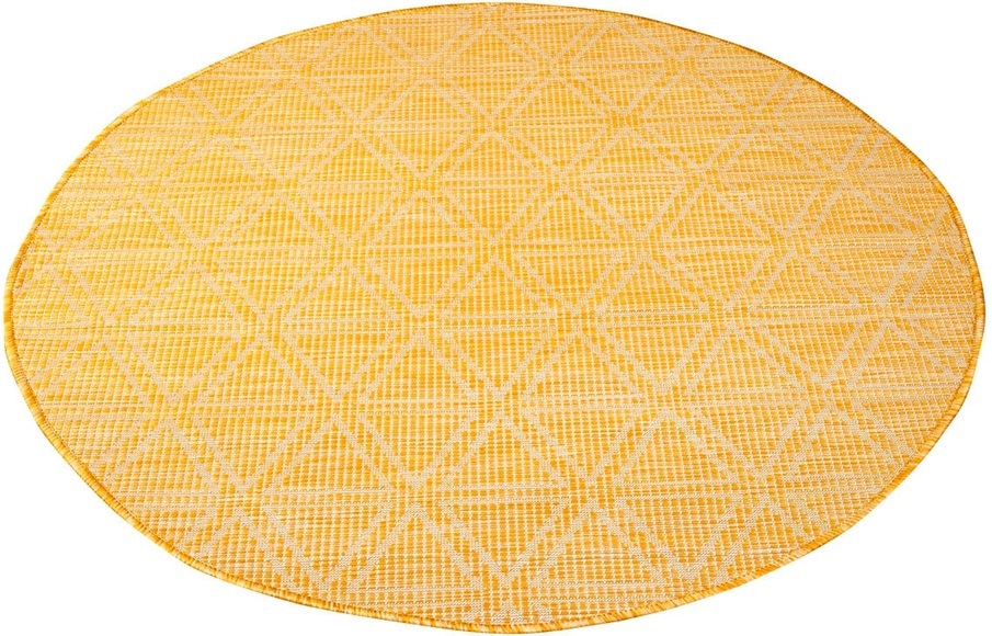 Carpet City Teppich »Palm«, rund, 5 mm Höhe, Wetterfest & UV-beständig, für Balkon, Terrasse, Flur, Küche, flach gewebt