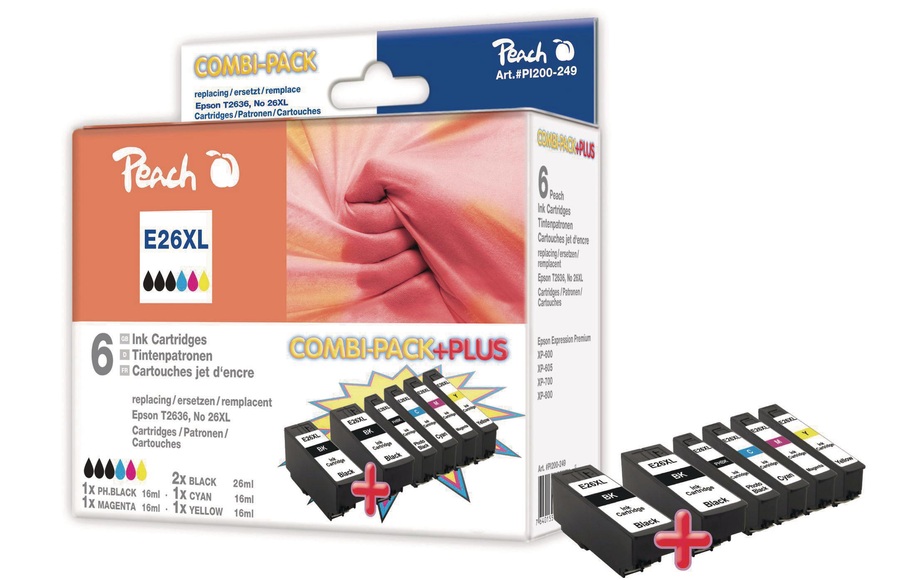 Peach Spar Pack Plus Tintenpatronen HY kompatibel zu Epson No. 26XL, T263