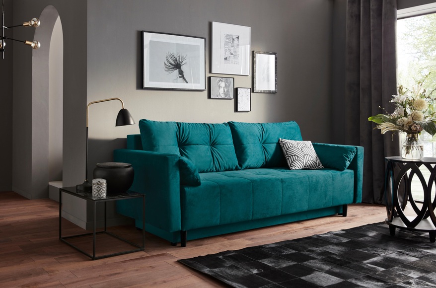 COLLECTION AB Schlafsofa, inklusive Bettfunktion, Bettkasten, Federkern und loser Rücken- und Zierkissen, frei im Raum stellbar