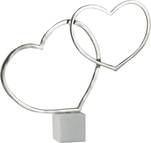 GILDE Dekofigur »Herzensangelegenheit, silberfarben«, (1 St.), Dekoobjekt, aus Metall, Höhe 47,5 cm, 2 Herzen, Wohnzimmer