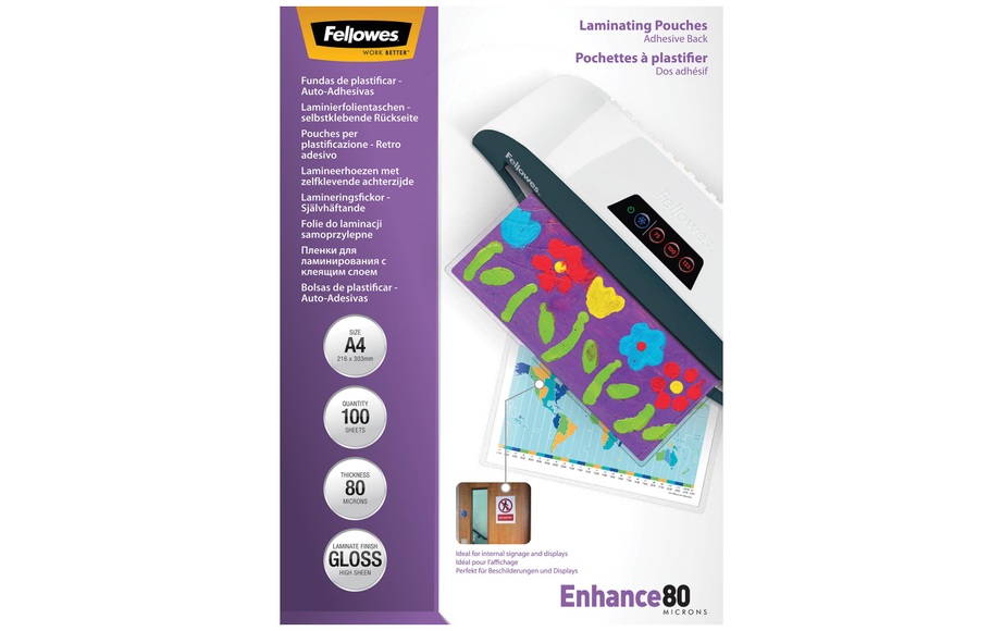 Fellowes Laminierfolie DIN A4 80 micron glänzend 100 St.