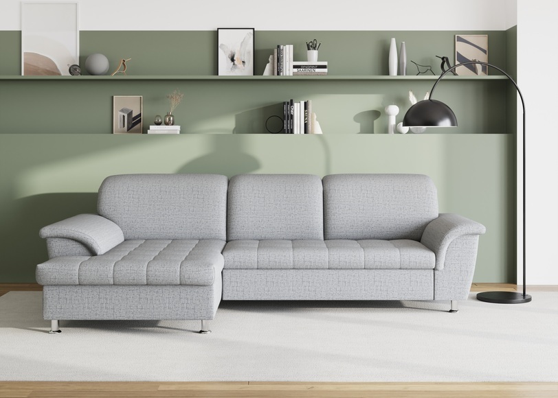 DOMO collection Ecksofa »Franzi«, wahlweise mit Bettfunktion, Bettkasten und Kopfteilverstellung, frei im Raum stellbar