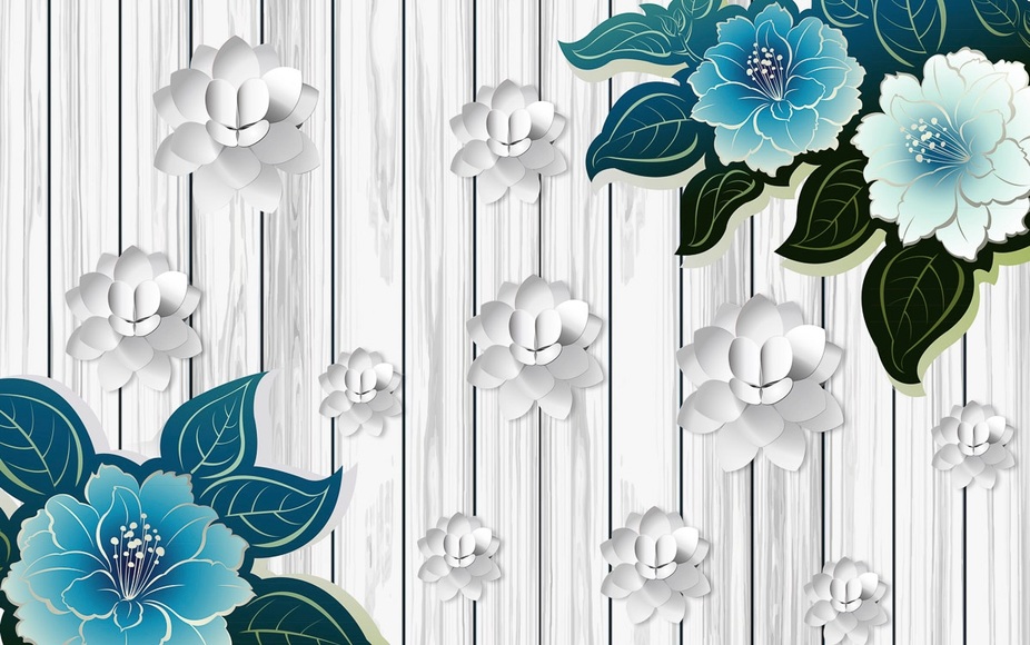 Papermoon Fototapete »Muster mit Blumen«, Vliestapete, hochwertiger Digitaldruck, inklusive Kleister