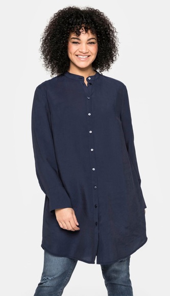 Sheego Longbluse, mit Raffung am Rückenteil