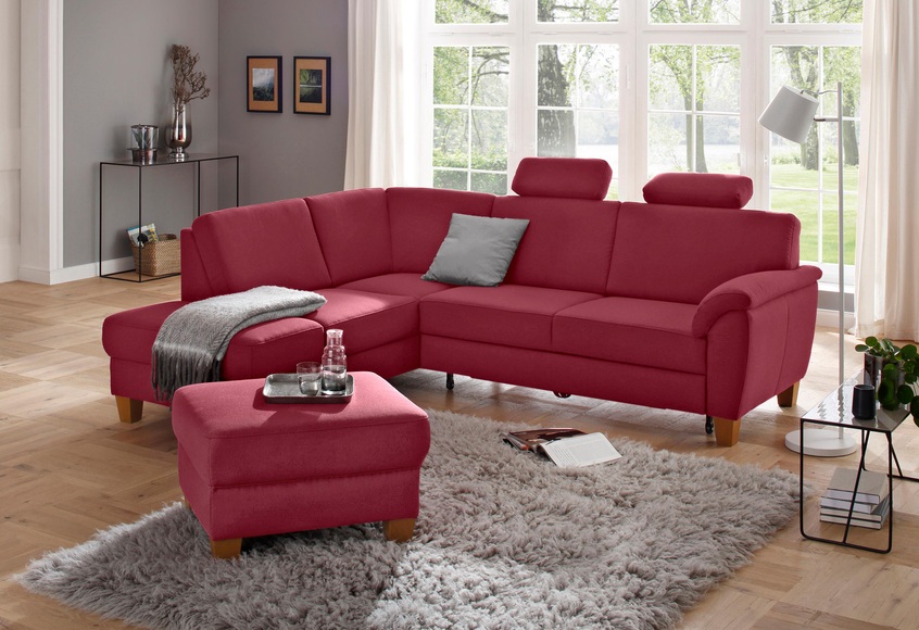 Home affaire Ecksofa »Alta«, mit Federkern und Kontrastnaht, Füsse Buche eichefarben