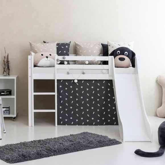 Hoppekids Hochbett »«Pets Granitgrau»«, Rutsche & Vorhang Grau und viel Auswahl