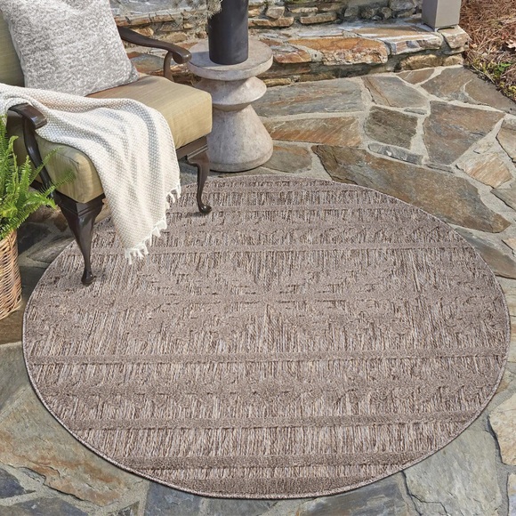 Carpet City Teppich »Santorini«, rund, 5 mm Höhe, 3D-Effekt, für Wohnzimmer, Flur, Küche, Wintergarten, Balkon, Wetterfest & UV-beständig