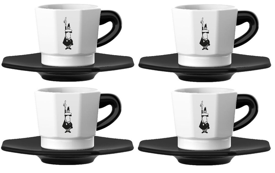 Bialetti - Espressotasse 80 ml, 4 Stück, Schwarz/Weiss