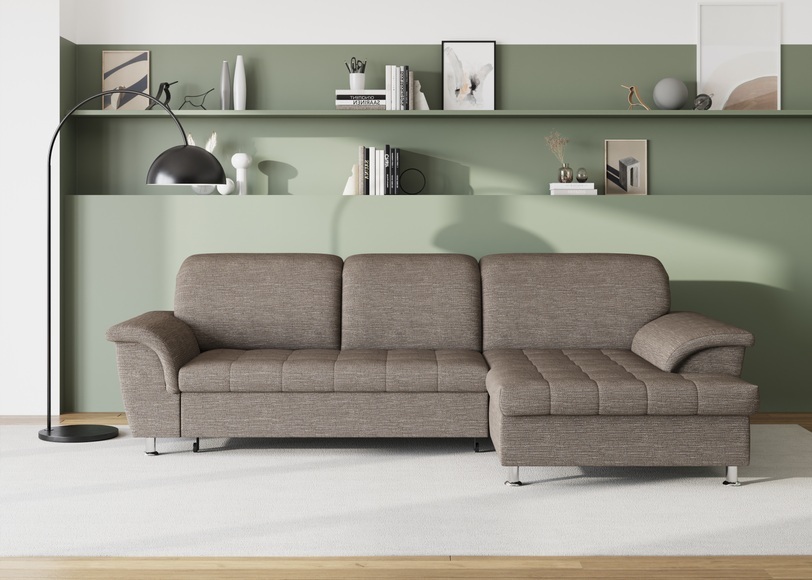 DOMO collection Ecksofa »Franzi«, wahlweise mit Bettfunktion, Bettkasten und Kopfteilverstellung, frei im Raum stellbar