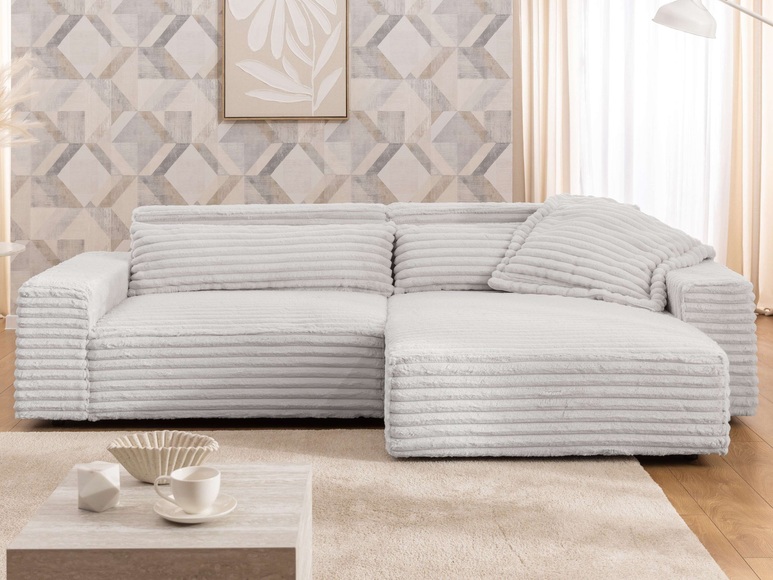 GOODproduct Ecksofa »KINLEE Design-Sofa mit Recamiere rechts/links, Masse B/T/H 251/144/70cm« L-Form mit Wellenunterfederung, ohne Bettfunktion, modern und beguem