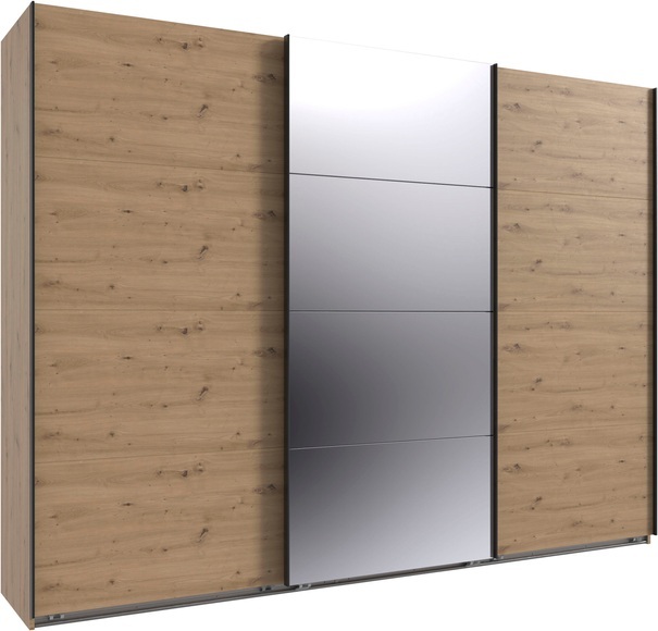 Wimex Kleiderschrank »Mugano, Made in Germany, Lieferung bis in Deine Etage und Stellort«, (wähle Deine Ausstattung: Basic oder Premium!), 3 Schwebetüren, grosse Grössen, mit oder ohne Spiegel, Metallgriffe