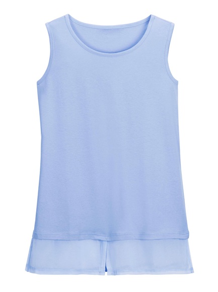 Classic Basics Longtop mit angesetzten Chiffon-Saum