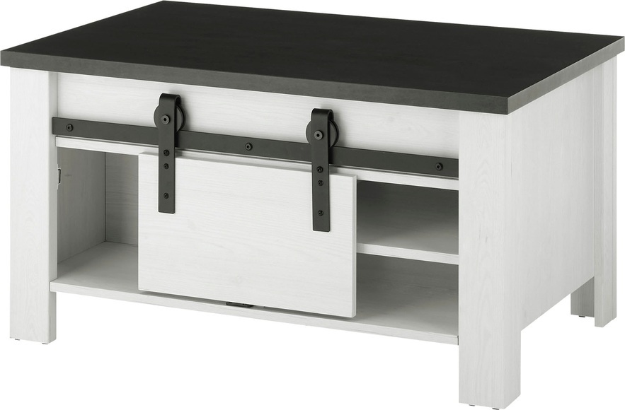 Premium collection by Home affaire Couchtisch »SHERWOOD«, in modernem Holz Dekor, mit Scheunentorbeschlag aus Metall, Breite 93 cm