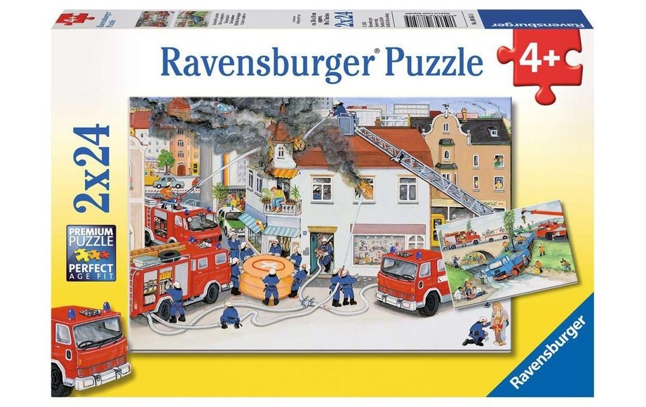 RAVENSBURGER Puzzle 2x12 Teile Bei der Feuerwehr