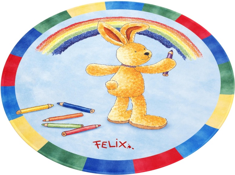Kinderteppich, »FE-412«, Felix der Hase, rund, Höhe 6 mm, gedruckt