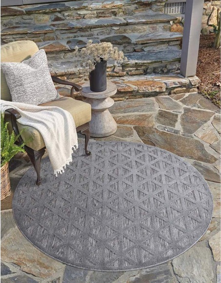 Carpet City Teppich »Santorini«, rund, 5 mm Höhe, 3D-Effekt, für Wohnzimmer, Flur, Küche, Wintergarten, Balkon, Wetterfest & UV-beständig
