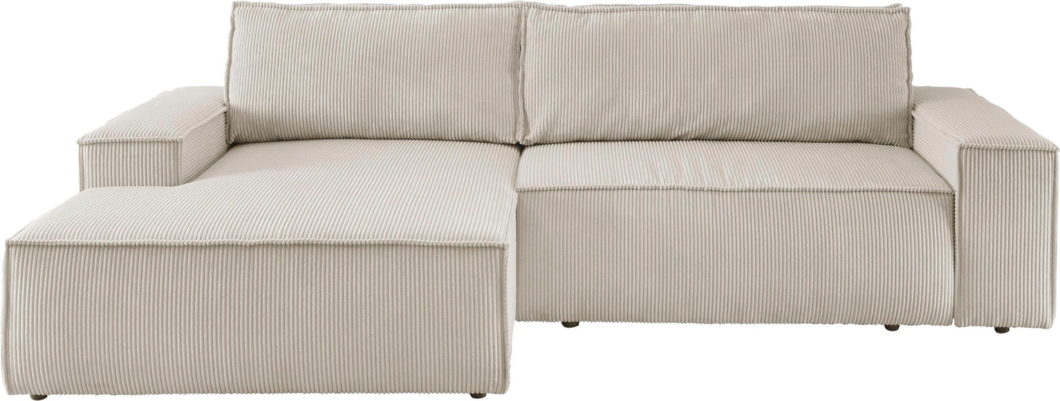 Premium collection by Home affaire Ecksofa »SHERWOOD«, mit Bett-Funktion (Liegefläche 210x136 cm), Bettkasten, mit 2 losen Rückenkissen, hochwertiger Cord-Bezug