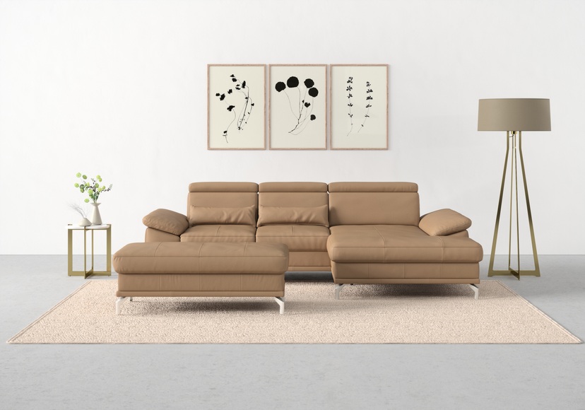 sit&more Ecksofa »Cabrio«, mit Sitztiefen- und Armteilverstellung sowie Federkern, 2 Nierenkissen