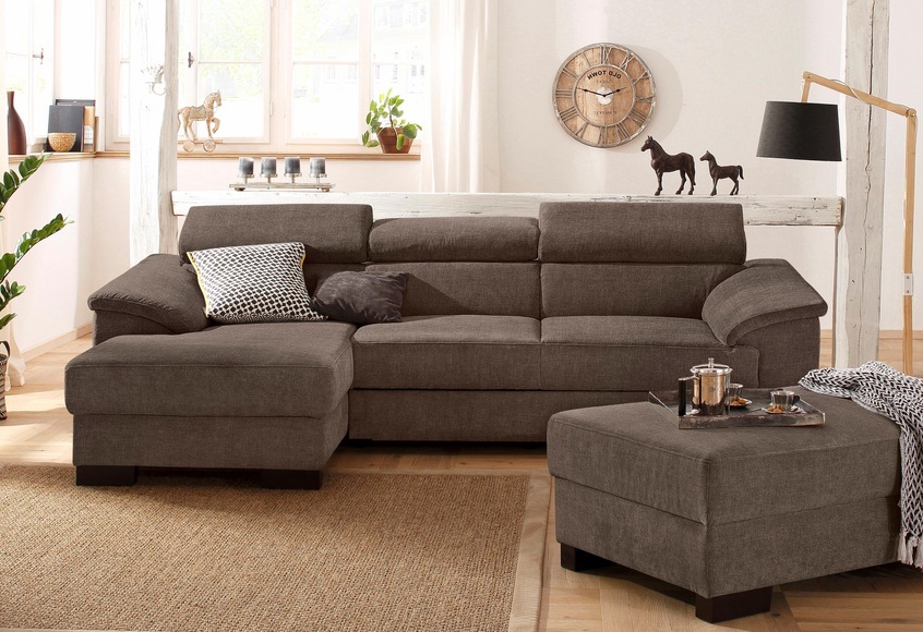Home affaire Ecksofa »Mika«, mit verstellbaren Kopfstützen, wahlweise mit Bettfunktion
