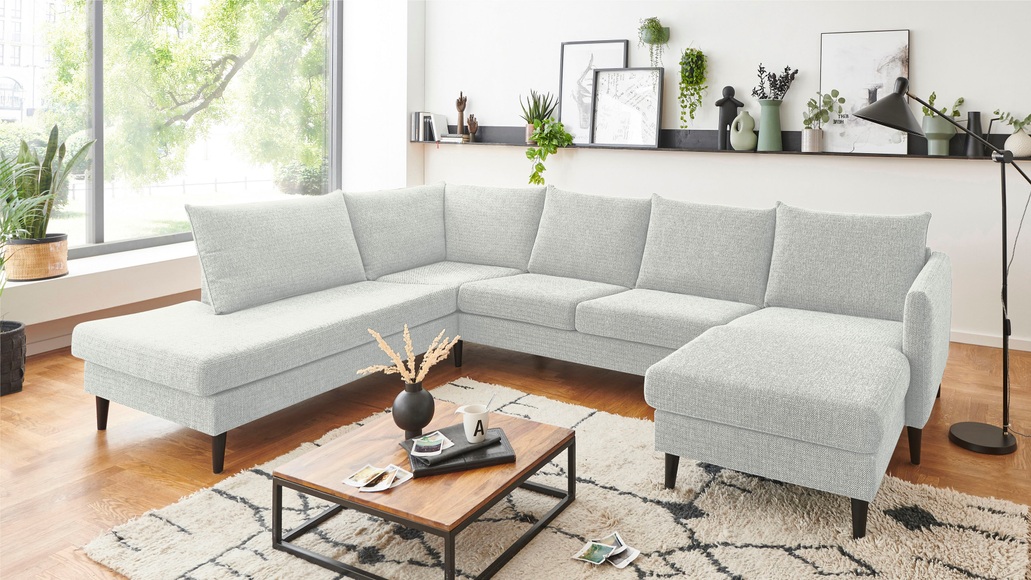 ATLANTIC home collection Wohnlandschaft »Rekvik«, mit Wellenunterfederung, mit Massivholzfüssen
