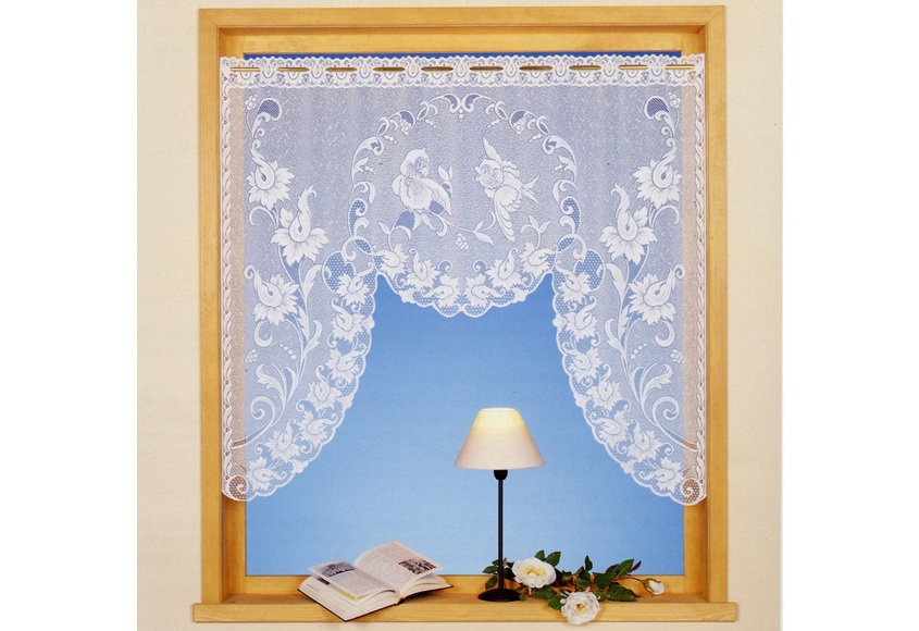Weckbrodt Scheibengardine »Loren«, (1 St.), Gardine, Jacquard, floral, Vögel, geblümt, HxB: 95x120