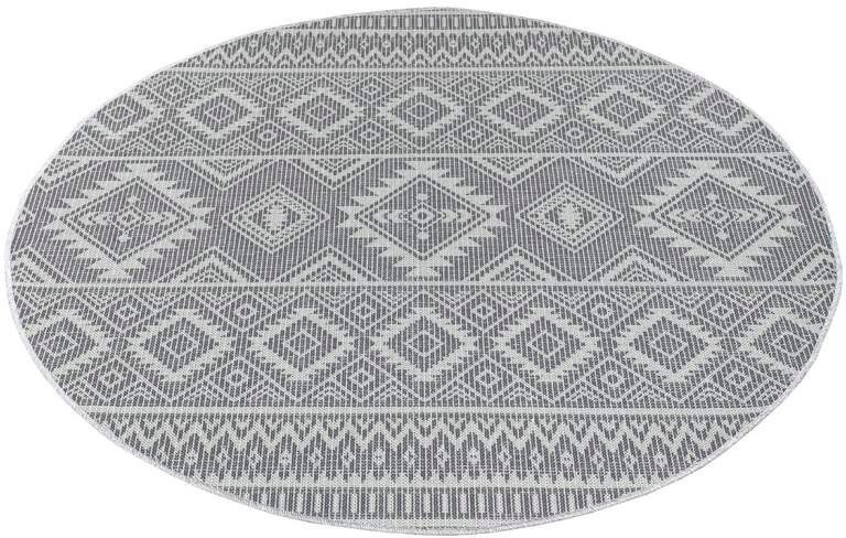 Carpet City Teppich »Palm«, rund, 5 mm Höhe, Wetterfest & UV-beständig, für Balkon, Terrasse, Flur, Küche, flach gewebt