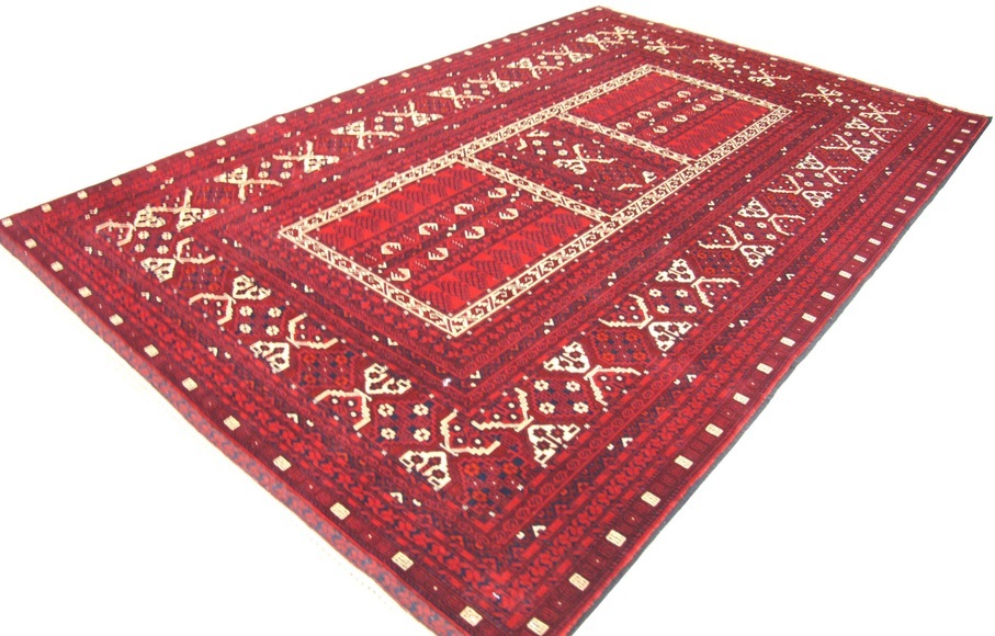 morgenland Wollteppich »Afghan Teppich handgeknüpft rot«, rechteckig, 7 mm Höhe