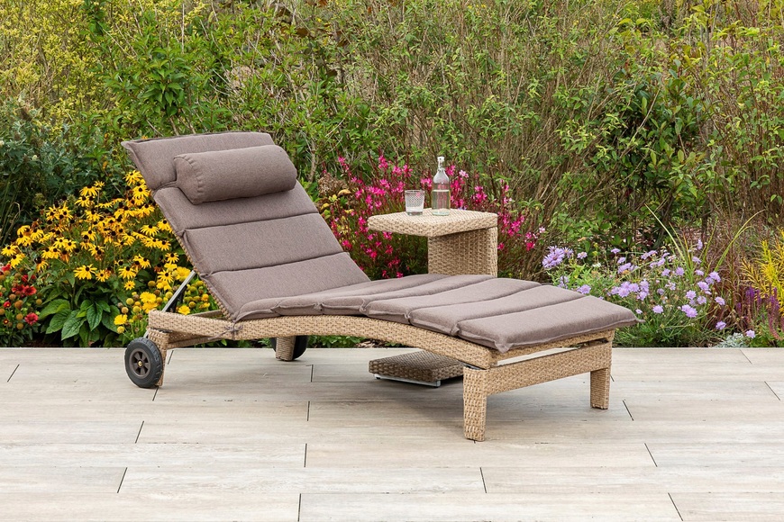 MERXX Garten-Essgruppe »Andalusia«, (2 tlg.), Gartenliege mit Auflage und mit Beistelltisch