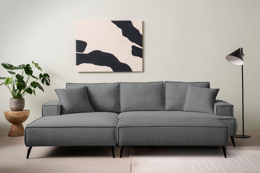 andas Sitzgruppe »TVINNU, Polsterecke mit Hocker, L-Form, Sofa in Cord«, (Set, 2 tlg.), mit aufwendiger Kedernaht, schwarze Füsse