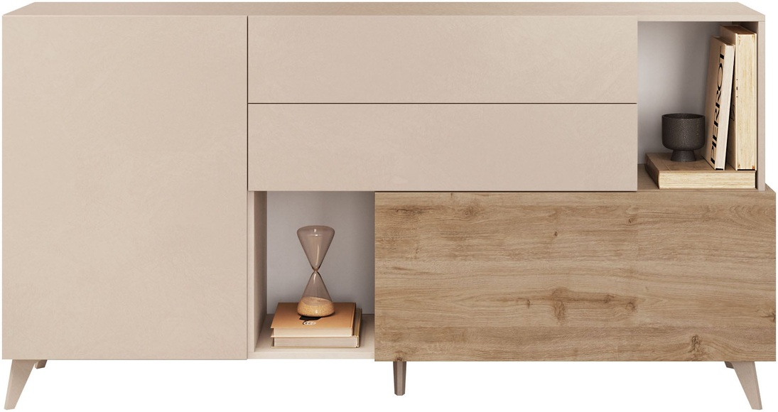 INOSIGN Sideboard »Monaco Breite 181 cm, Anrichte mit 1 Tür, 1 Klappe u. 2 Schubkästen«, Kommode, Soft/Self Closing