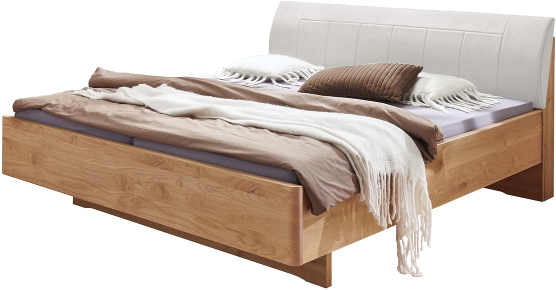 WIEMANN Holzbett »Cardiff, Bettgestell, Bettrahmen, teilmassiv, mit Polsterkopfteil« Belastbarkeit 110/220 Kg, 4-fache höhenverstellbar, MADE IN GERMANY, Fussteil aus Massivholz, verschiedene Grössen