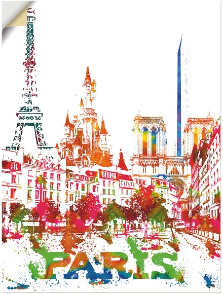 Artland Wandbild »Paris Grafik«, Paris, (1 St.), in vielen Grössen & Produktarten - Alubild / Outdoorbild für den Aussenbereich, Leinwandbild, Poster, Wandaufkleber / Wandtattoo auch für Badezimmer geeignet