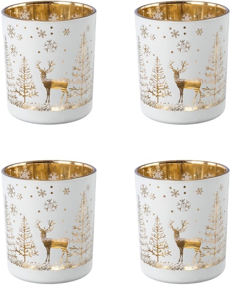 Creativ deco Teelichthalter, (4 St.), mit goldfarbener Innenseite