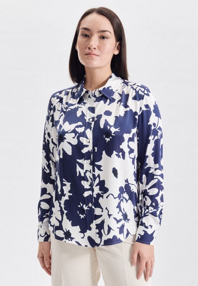 seidensticker Hemdbluse »Schwarze Rose«, Langarm Kragen Floral