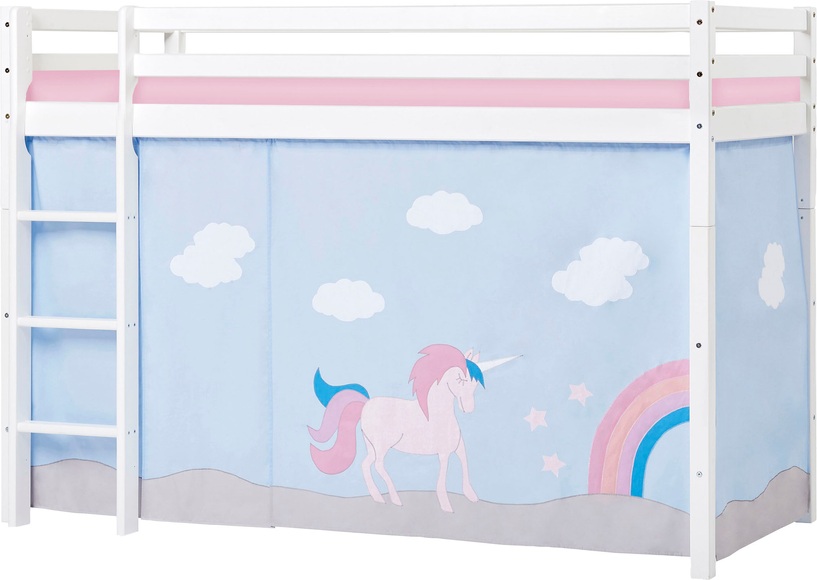 Hoppekids Hochbett »Einhorn«, inkl. Vorhang-Set, Matratze und Rollrost
