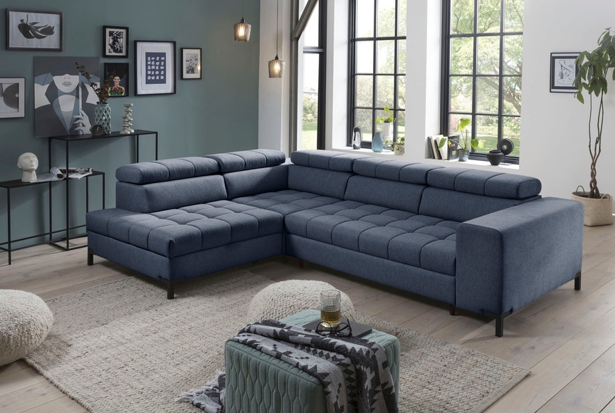 exxpo - sofa fashion Ecksofa, Steppung im Sitzbereich, Wahlweise mit Bettfunktion und Bettkasten, inklusive 5 verstellbaren Kopfstützen