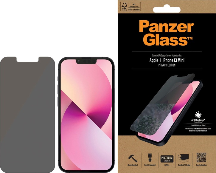 PanzerGlass - iPhone 13 Mini Antibakterielle Privacy Panzer Glas Display Schutzfolie Case Friendly 0.3mm (P2741)