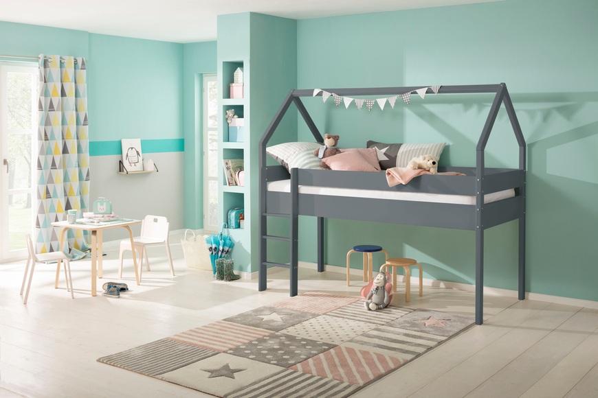 Lüttenhütt Kinderbett »Alpi«, aus massivem Kiefernholz, in einer Haus-Optik Form, Liegefläche 90x200 cm